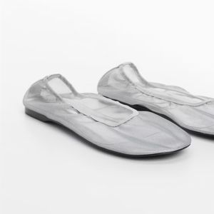 Mango Mesh Ballet Flats - Silver - size 6 or 36
